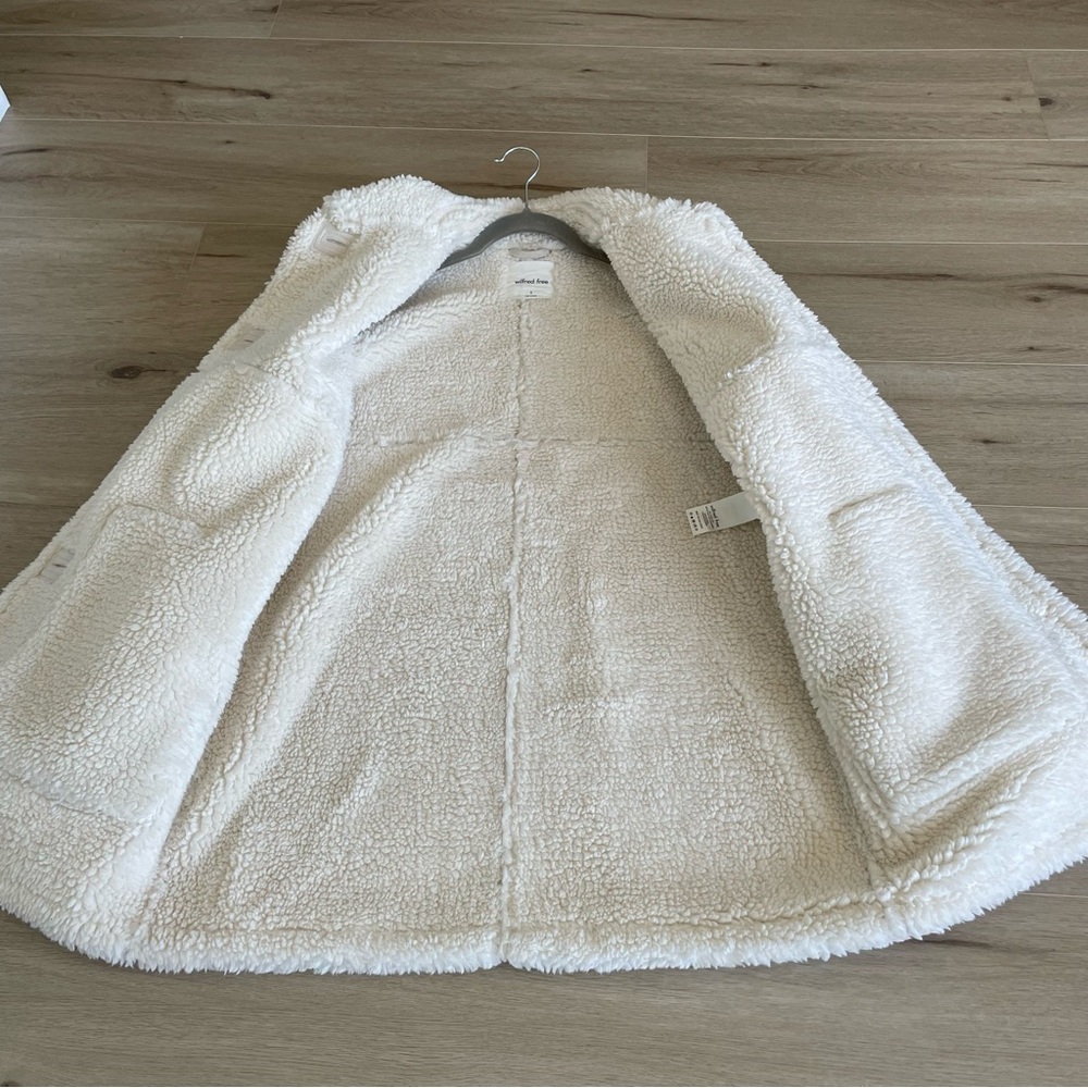 Aritzia Wilfred Free Catrina Faux Suede Sherpa Jacket in Whitecap Grey Size S - Picture 4 of 5